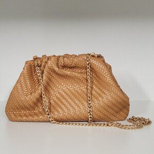 Maeve by Anthropologie Clutch Crossbody Bag with Gold Chain Tan